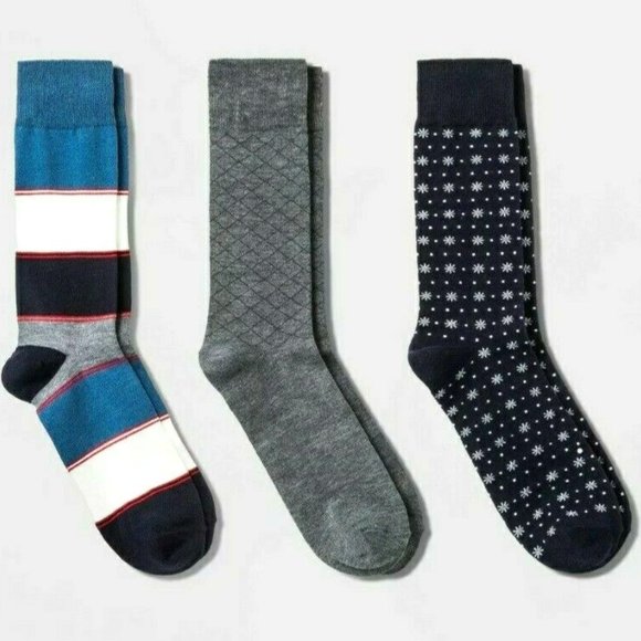 3 Pk Snowflake Crew Socks Casual Goodfellow - Picture 1 of 6